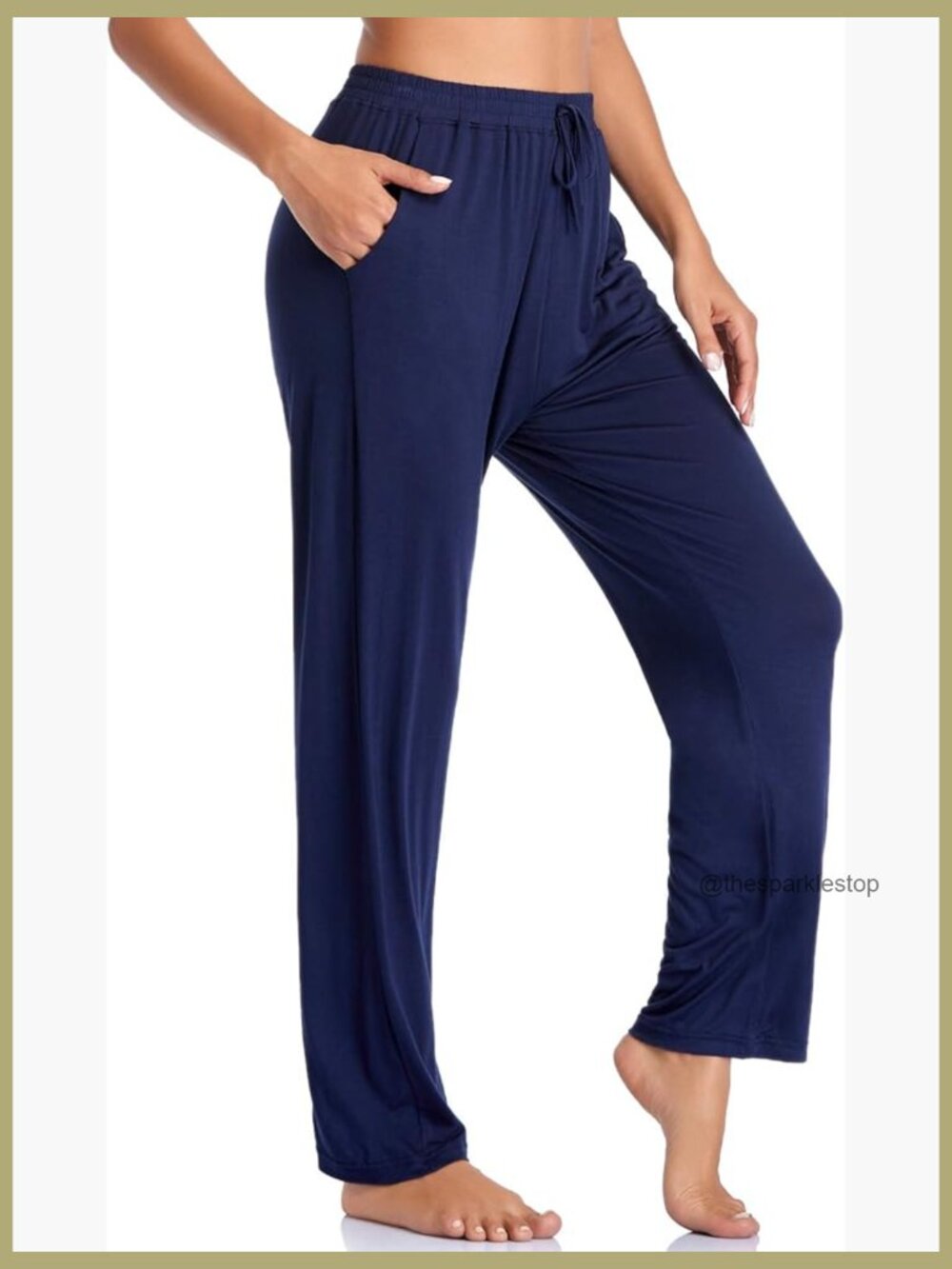 Soft Stretch Yoga Pants with Pockets High Waist Loose Straight